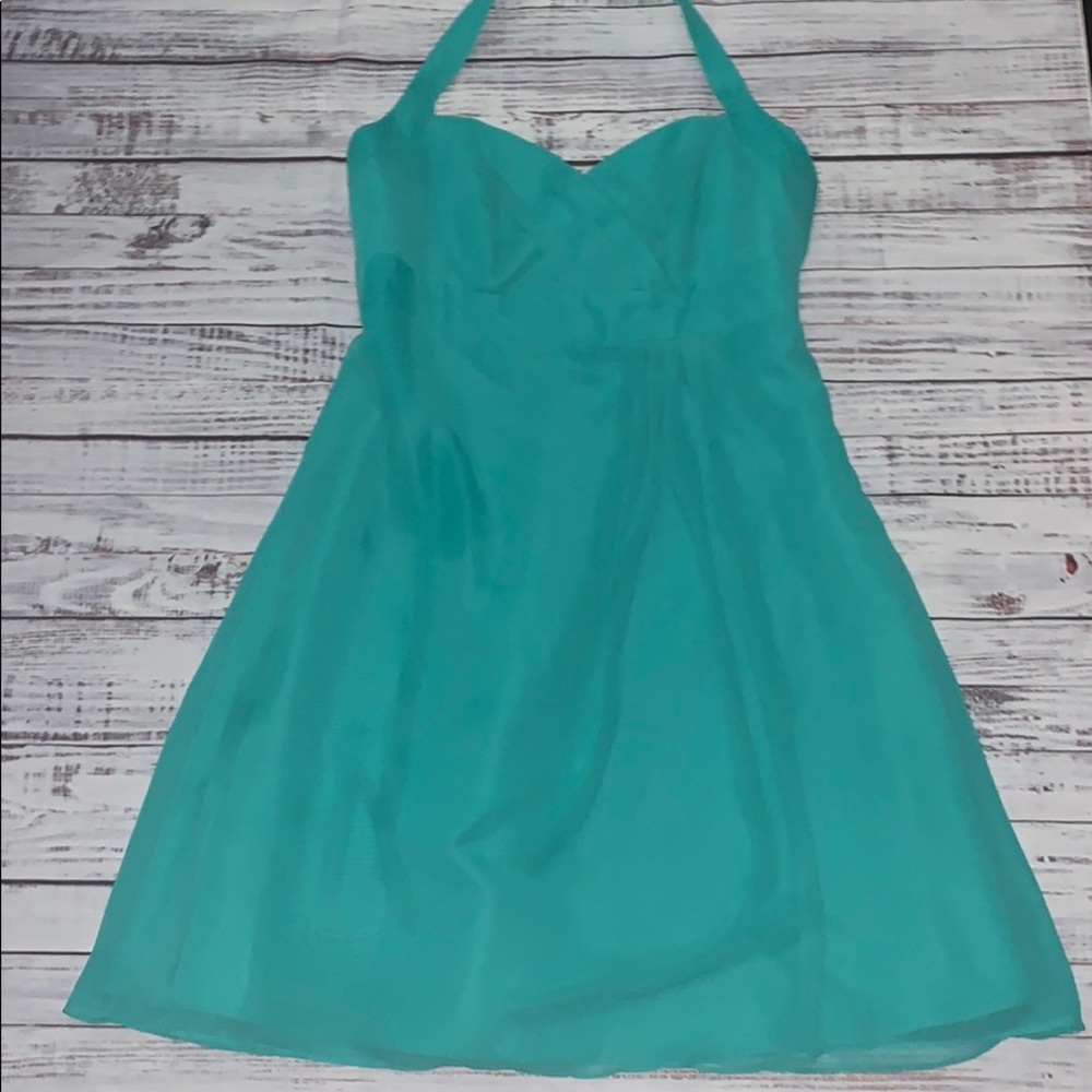 Teal Alfred Angelo Halter Dress